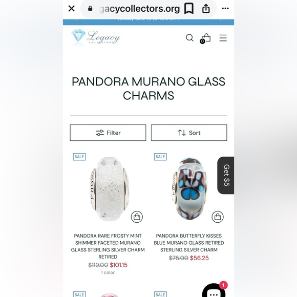 Authentic Pandora Butterfly Murano Glass Charm - Picture 8 of 8